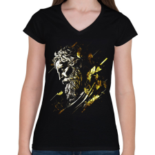 PRINTFASHION Zeusz design - Női V-nyakú póló - Fekete női póló
