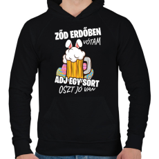 PRINTFASHION Ződ erdőben vótam - Férfi kapucnis pulóver - Fekete
