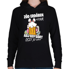 PRINTFASHION Ződ erdőben vótam - Női kapucnis pulóver - Fekete női pulóver, kardigán