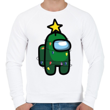 PRINTFASHION Zöld among us karácsonyi égőkkel - Férfi pulóver - Fehér férfi pulóver, kardigán