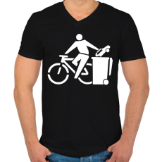 PRINTFASHION Zöld biciklis - Férfi V-nyakú póló - Fekete