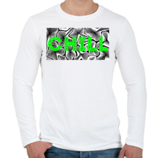 PRINTFASHION Zöld CHILL - Férfi hosszú ujjú póló - Fehér