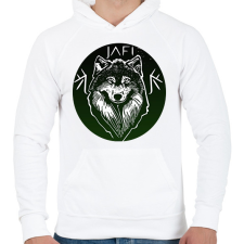 PRINTFASHION zöld farkas - Férfi kapucnis pulóver - Fehér férfi pulóver, kardigán