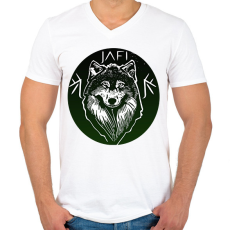 PRINTFASHION zöld farkas - Férfi V-nyakú póló - Fehér