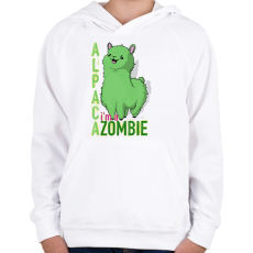 PRINTFASHION Zombi alpaca - Gyerek kapucnis pulóver - Fehér