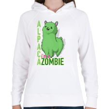 PRINTFASHION Zombi alpaca - Női kapucnis pulóver - Fehér női pulóver, kardigán
