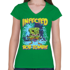 PRINTFASHION Zombi Bob - Női V-nyakú póló - Zöld női póló