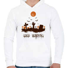 PRINTFASHION ZOMBI ÉBREDÉS - Férfi kapucnis pulóver - Fehér