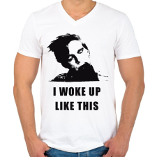 PRINTFASHION ZOMBI ÉBREDÉS - Férfi V-nyakú póló - Fehér férfi póló