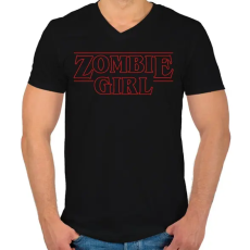 PRINTFASHION Zombi lány - Férfi V-nyakú póló - Fekete