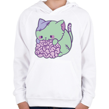 PRINTFASHION Zombi macska - Gyerek kapucnis pulóver - Fehér gyerek pulóver, kardigán