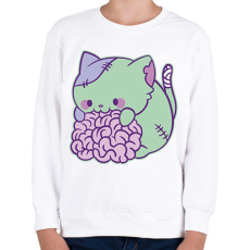 PRINTFASHION Zombi macska - Gyerek pulóver - Fehér