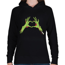 PRINTFASHION Zombi szív - Női kapucnis pulóver - Fekete női pulóver, kardigán