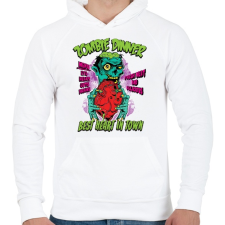 PRINTFASHION Zombi vacsi - Férfi kapucnis pulóver - Fehér férfi pulóver, kardigán