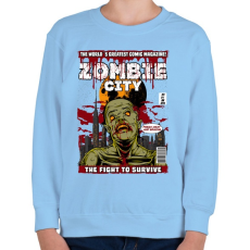 PRINTFASHION Zombi város - Gyerek pulóver - Világoskék