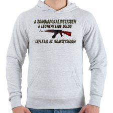 PRINTFASHION Zombiapokalipszis - Férfi kapucnis pulóver - Sport szürke férfi pulóver, kardigán
