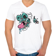 PRINTFASHION Zombie - Férfi V-nyakú póló - Fehér férfi póló