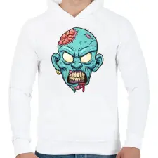 PRINTFASHION Zombie from the hood - Férfi kapucnis pulóver - Fehér férfi pulóver, kardigán