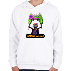 PRINTFASHION Zombie Gamer (Konzol) - Gyerek kapucnis pulóver - Fehér