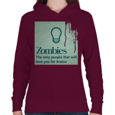 PRINTFASHION Zombies - Női kapucnis pulóver - Bordó női pulóver, kardigán