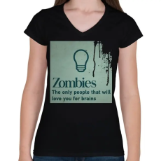 PRINTFASHION Zombies - Női V-nyakú póló - Fekete