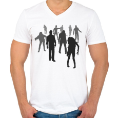 PRINTFASHION Zombik - Férfi V-nyakú póló - Fehér