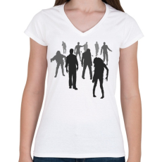 PRINTFASHION Zombik - Női V-nyakú póló - Fehér