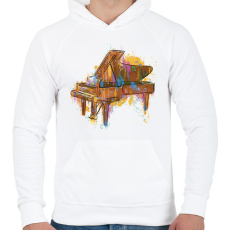 PRINTFASHION Zongora - Férfi kapucnis pulóver - Fehér