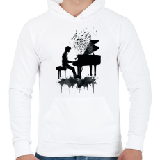 PRINTFASHION Zongorista - Férfi kapucnis pulóver - Fehér