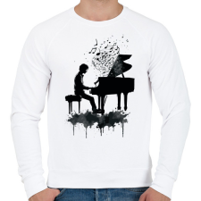 PRINTFASHION Zongorista - Férfi pulóver - Fehér férfi pulóver, kardigán
