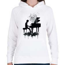 PRINTFASHION Zongorista - Női kapucnis pulóver - Fehér női pulóver, kardigán