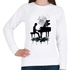 PRINTFASHION Zongorista - Női pulóver - Fehér