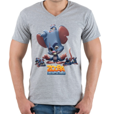 PRINTFASHION Zooba - Louie  - Férfi V-nyakú póló - Sport szürke férfi póló