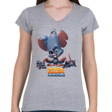 PRINTFASHION Zooba - Louie  - Női V-nyakú póló - Sport szürke