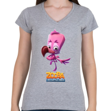 PRINTFASHION Zooba - Milo  - Női V-nyakú póló - Sport szürke női póló