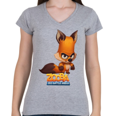 PRINTFASHION Zooba - Nix - Női V-nyakú póló - Sport szürke