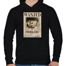 PRINTFASHION zoro körözési plakát (elmosott) - Férfi kapucnis pulóver - Fekete férfi pulóver, kardigán