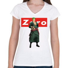 PRINTFASHION Zoro - Női V-nyakú póló - Fehér