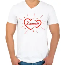 PRINTFASHION Zsanett - Férfi V-nyakú póló - Fehér férfi póló