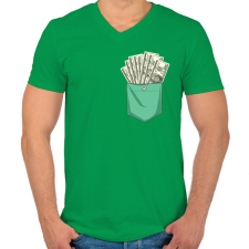 PRINTFASHION ZSEB-Dollár - Férfi V-nyakú póló - Zöld férfi póló