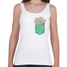 PRINTFASHION ZSEB-Dollár - Női atléta - Fehér női trikó