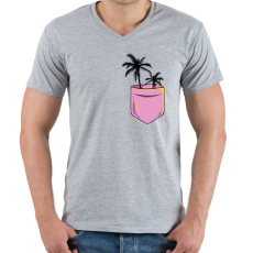 PRINTFASHION ZSEB-Pálma - Férfi V-nyakú póló - Sport szürke