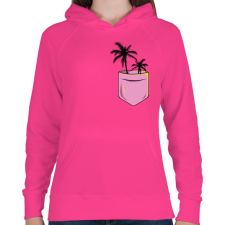 PRINTFASHION ZSEB-Pálma - Női kapucnis pulóver - Fukszia női pulóver, kardigán
