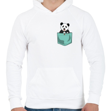 PRINTFASHION ZSEB-Panda - Férfi kapucnis pulóver - Fehér