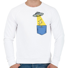 PRINTFASHION ZSEB-UFO - Férfi pulóver - Fehér férfi pulóver, kardigán