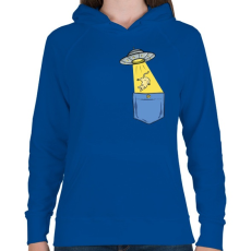 PRINTFASHION ZSEB-UFO - Női kapucnis pulóver - Királykék