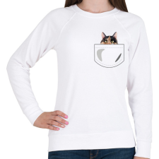 PRINTFASHION Zsebes macska - Női pulóver - Fehér női pulóver, kardigán