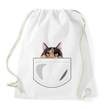 PRINTFASHION Zsebes macska - Sportzsák, Tornazsák - Fehér tornazsák
