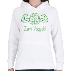 PRINTFASHION Zseni vagyok - Női kapucnis pulóver - Fehér