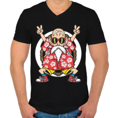 PRINTFASHION Zseniális teknős - Férfi V-nyakú póló - Fekete